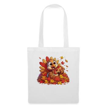 Feuilles d’automne colorées avec dinde et pizza - Sac en tissu - blanc - Devant