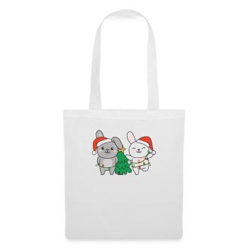 Lapin, Noël, Hiver, Animaux, Lapins - Sac en tissu - blanc - Devant