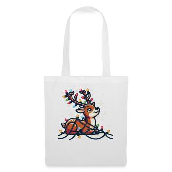 Reh Weihnachten Winter Tiere Rehntier - Stoffbeutel - Weiß - Vorne