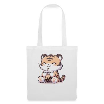 Kawaii Tiger Bubble Tea Boba Tiger - Tote Bag - white - Front