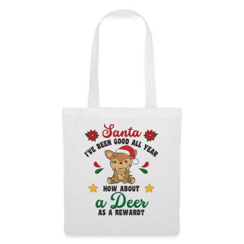 Ich will ein Reh zu Weihnachten süße Rehe - Stoffbeutel - Weiß - Vorne
