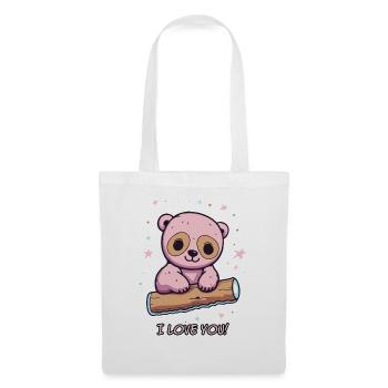 cute bear on tree trunk says "I love you" - Tote Bag - white - Front
