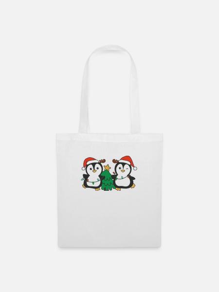Pinguin Weihnachten Winter Tiere Pinguine - Stoffbeutel - Weiß