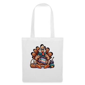Thanksgiving Grandma Turkey Knitting - Tote Bag - white - Front
