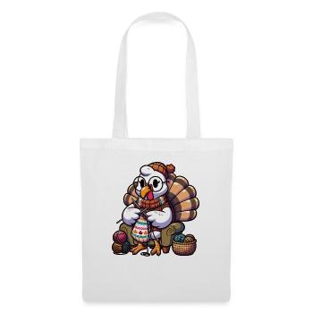 Thanksgiving Grandma Turkey Knitting - Tote Bag - white - Front