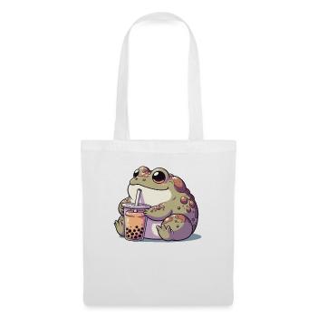 Crapauds kawaii Bubble Tea Boba Crapaud - Sac en tissu - blanc - Devant