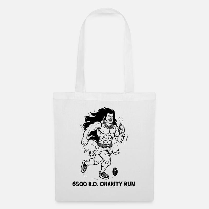 Cartoon Caveman : Jogging de course de charité - Sac en tissu - blanc