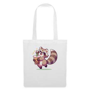 Kawaii raton laveur bubble tea Boba raton laveur - Sac en tissu - blanc - Devant