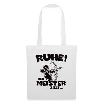 Ruhe! Der Meister zielt! Bogenschießen Bogensport - Stoffbeutel - Weiß - Vorne