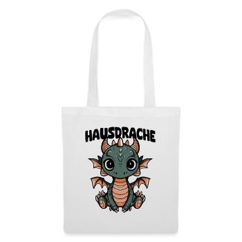 Hausdrache. Stark, Mutig und Unbesiegbar. Drache - Stoffbeutel - Weiß - Vorne