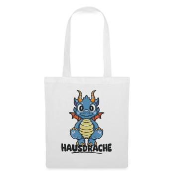 Hausdrache. Stark, Mutig und Unbesiegbar. Drache - Stoffbeutel - Weiß - Vorne