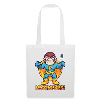 Je suis plus fort ! Singe super-héros de dessin animé - Sac en tissu - blanc - Devant