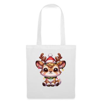Weihnachtsmütze Weihnachten Lichterkette Reindeer - Stoffbeutel - Weiß - Vorne