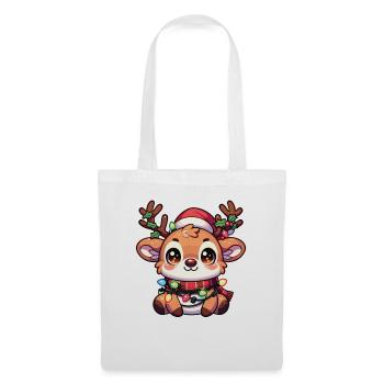 Weihnachtsmütze Weihnachten Lichterkette Reindeer - Stoffbeutel - Weiß - Vorne