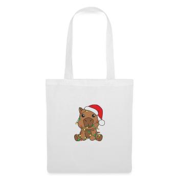 Capybara Weihnachten Winter Tiere Capybaras - Stoffbeutel - Weiß - Vorne