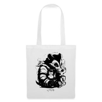Caricature d'une mouffette avec une bouteille - Sac en tissu - blanc - Devant