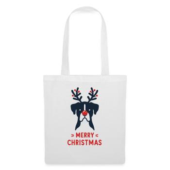 Boxer Noël Hiver Animaux Chiens - Sac en tissu - blanc - Devant