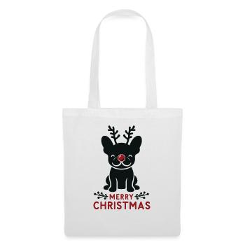 Bouledogue Français Noël Hiver Animaux Chiens - Sac en tissu - blanc - Devant