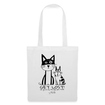 Chat et chien, allez-vous-en, nous allons fouiller dans vos poubelles - Sac en tissu - blanc - Devant