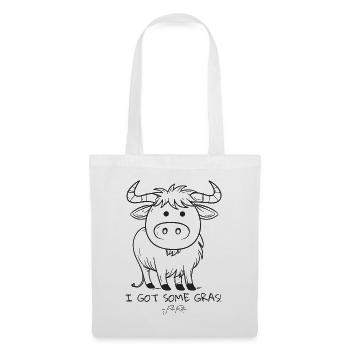 I have a bunch of grass, cartoon cow - Tote Bag - white - Front