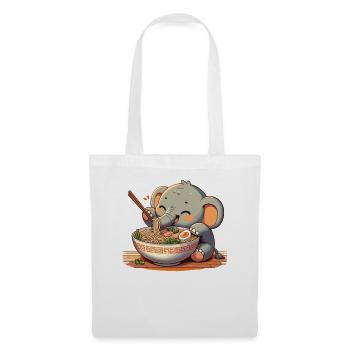 éléphant mignon mange des nouilles ramen ramen ramen - Sac en tissu - blanc - Devant