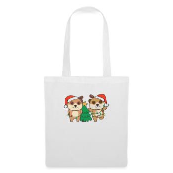 Suricate Noël Hiver Animaux Suricate - Sac en tissu - blanc - Devant