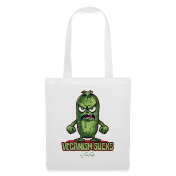 Cartoon Cucumber says: Veganism is stupid - Tote Bag - white - Front