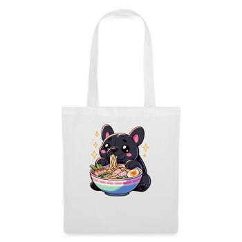 Mignon bouledogue français mange des nouilles ramen Frenchies - Sac en tissu - blanc - Devant