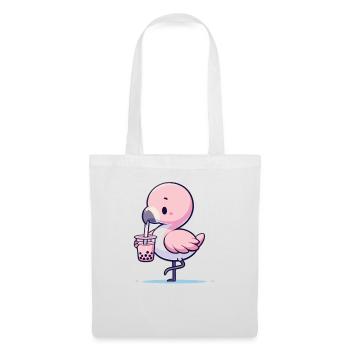Kawaii flamants roses bubble tea Boba flamant rose - Sac en tissu - blanc - Devant