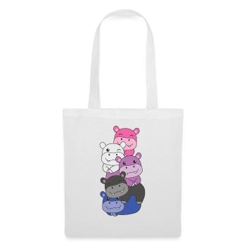 Genderfluid Flag Pride LGBTQ Cute Hippo - Tote Bag - white - Front