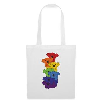 Regenbogen Flag Pride LGBTQ süßer Koala Stapel - Stoffbeutel - Weiß - Vorne