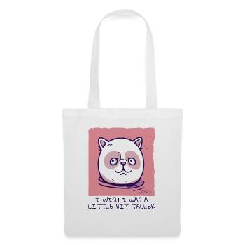 Ich wünschte, ich wäre größer: alberne Katze - Stoffbeutel - Weiß - Vorne