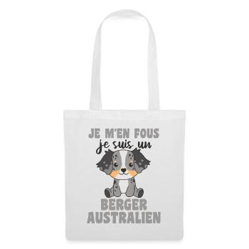 Je m'en fous je suis un berger australien - Hund - Stoffbeutel - Weiß - Vorne