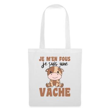Je m'en fous je suis une vache - süße Kuh - Stoffbeutel - Weiß - Vorne