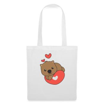 Wombat zum Valentinstag süße Tiere Herzen - Stoffbeutel - Weiß - Vorne