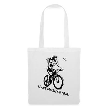 Ich liebe Mountainbiken: Biker Frauen - Stoffbeutel - Weiß - Vorne