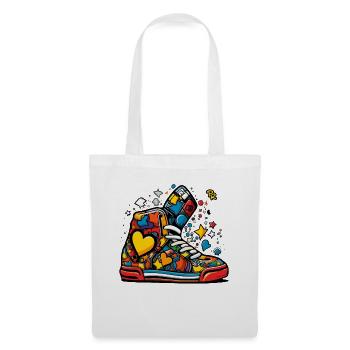 Cartoon Graffiti Love Sneakers - Tote Bag - white - Front