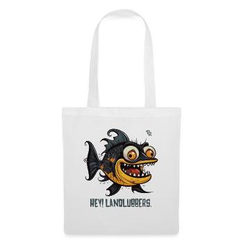 Hey Landlubbers, un poisson bizarre et drôle - Sac en tissu - blanc - Devant