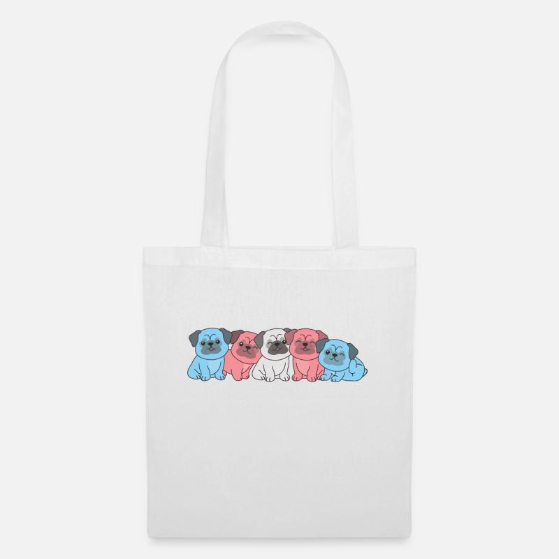 Transgender Flag Mops Pride LGBTQ süße Hunde - Stoffbeutel - Weiß