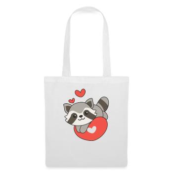 Waschbär zum Valentinstag süße Tiere Herzen - Stoffbeutel - Weiß - Vorne