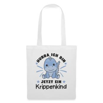 Hurra Ich Bin Jetzt Ein Krippenkind Dino - Stoffbeutel - Weiß - Vorne