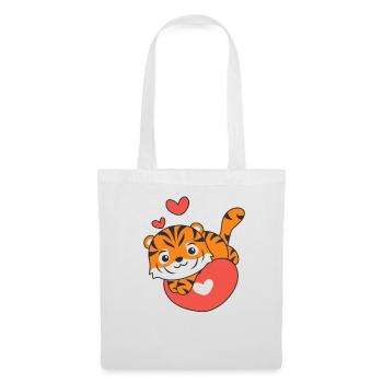 Tiger Valentine's Day Cute Animals Hearts - Tote Bag - white - Front