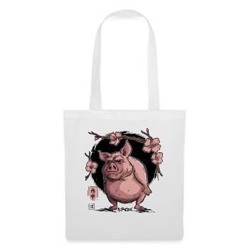 Japon Sakura Cochon en fleurs de cerisier - Sac en tissu - blanc - Devant