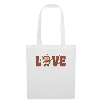 Singe pour la Saint-Valentin Animaux mignons avec des cœurs d’amour - Sac en tissu - blanc - Devant