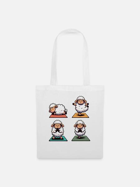 Moutons Yoga Moutons Mignons Faire du Sport - Sac en tissu - blanc
