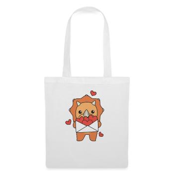 Tricératops pour la Saint-Valentin : animaux mignons avec des cœurs - Sac en tissu - blanc - Devant