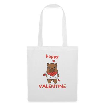 Capybara zum Valentinstag süße Tiere mit Herzen - Stoffbeutel - Weiß - Vorne
