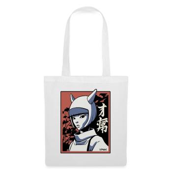 Japan Manga: Edo Cat Girl Samurai Ninja - Tote Bag - white - Front