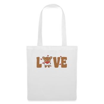 Cerf pour la Saint-Valentin Animaux mignons avec amour des cœurs - Sac en tissu - blanc - Devant