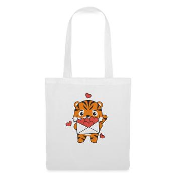 Tiger for Valentine's Day Cute Animals with Hearts - Tote Bag - white - Front